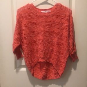 Wearing Your Heart on Your Sleeve Knit Coral pullover Sweater 3/4 sleeve size XS